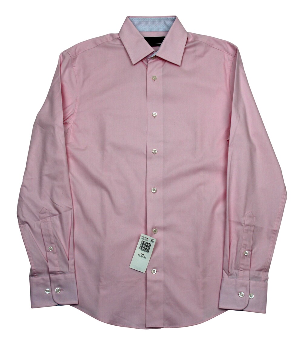 The Men's Store Bloomingdale's Shirt Mens 15 32/33 Pink Slim Stretch Long Sleeve